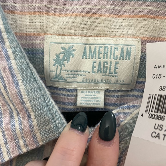 NWT Men’s American Eagle Outfitters Multicolor Striped Shirt - Picture 6 of 7